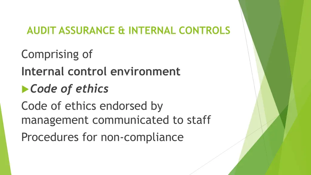 audit assurance internal controls