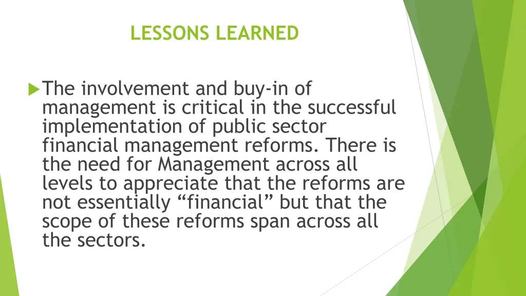 lessons learned
