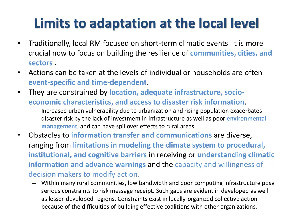 limits to adaptation at the local level