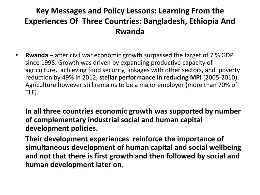 key messages and policy lessons learning from 2
