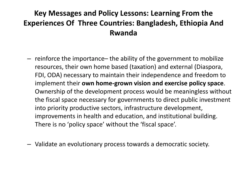 key messages and policy lessons learning from 7