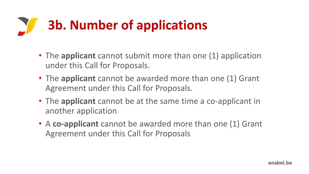 3b number of applications