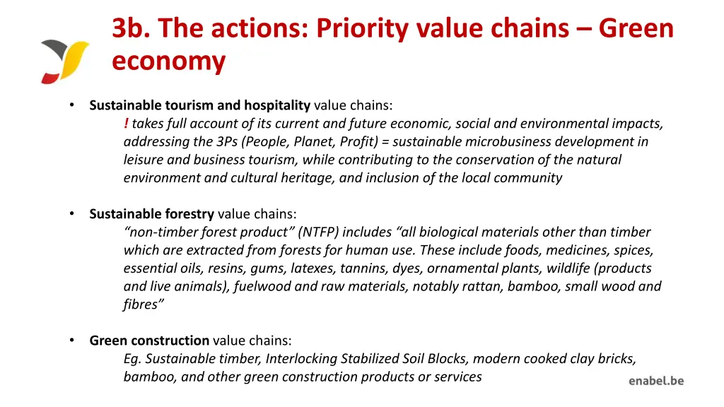 3b the actions priority value chains green economy