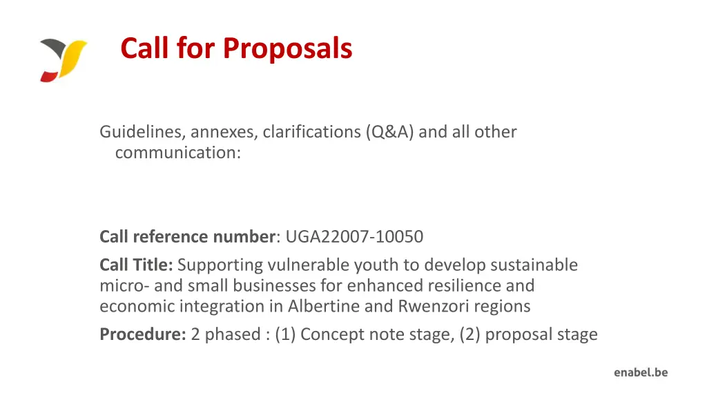 call for proposals