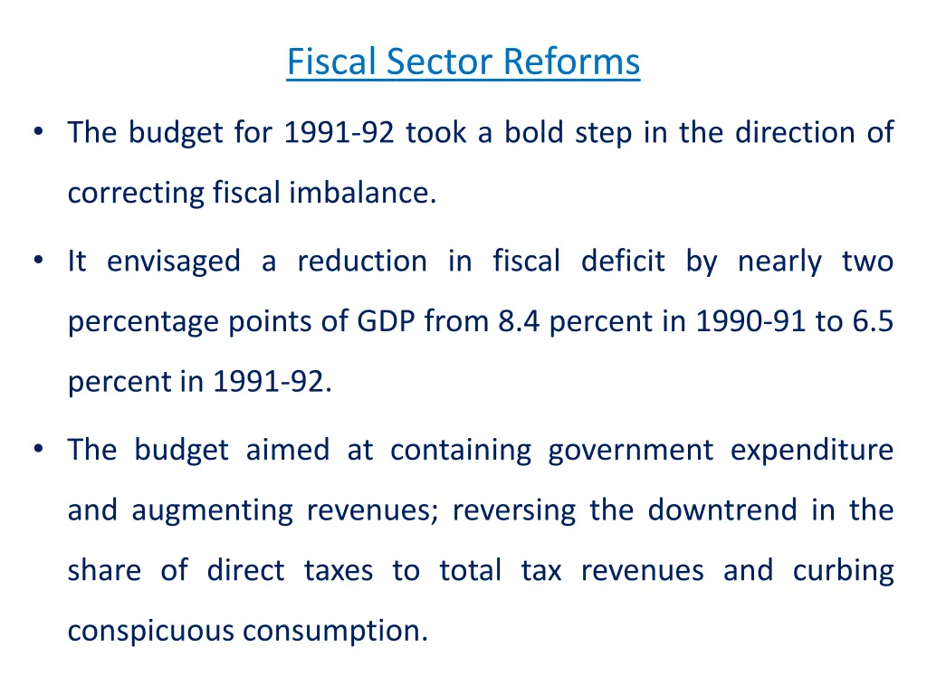 fiscal sector reforms