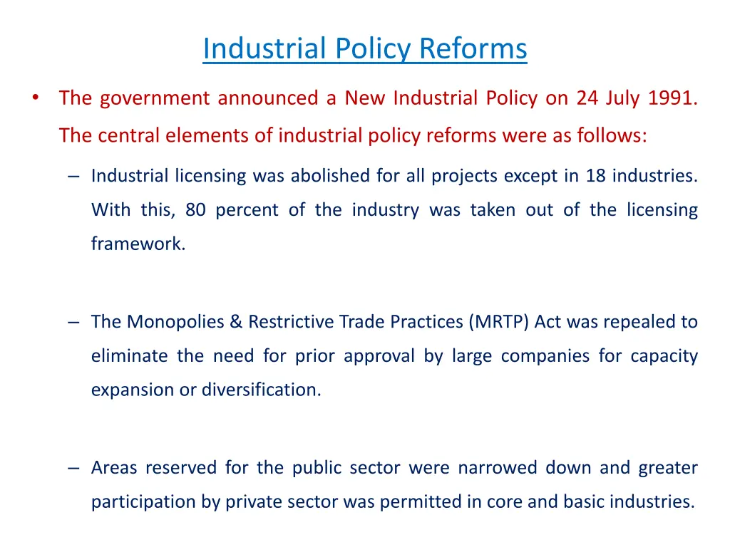 industrial policy reforms