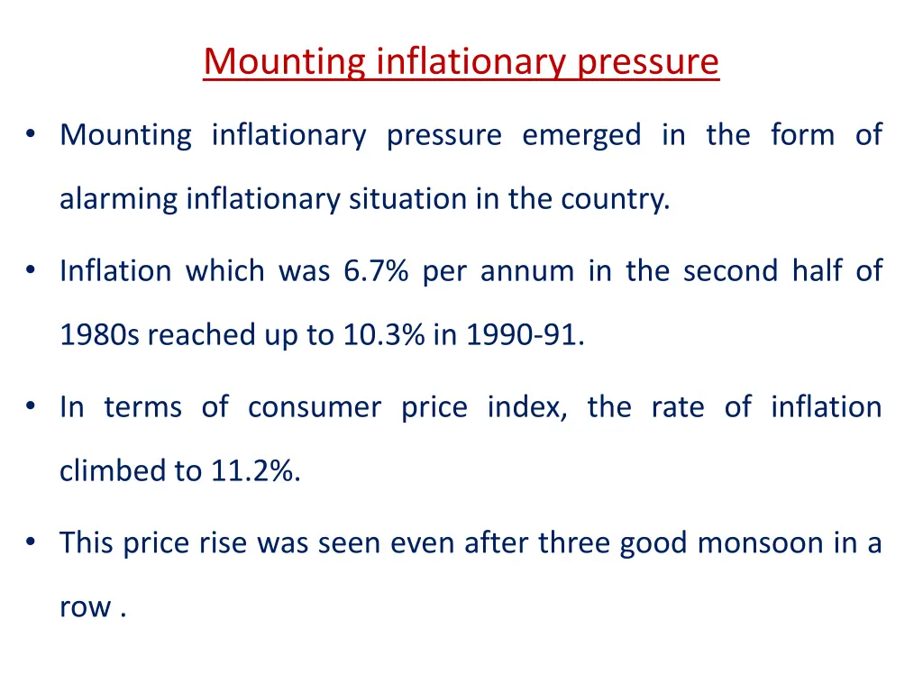 mounting inflationary pressure