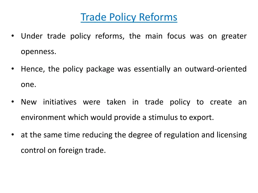 trade policy reforms