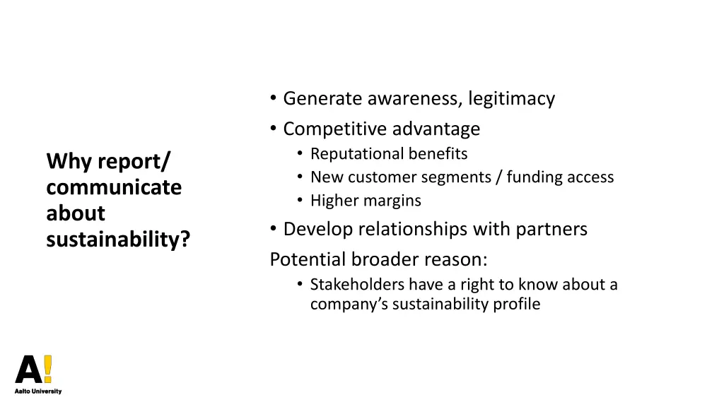 generate awareness legitimacy competitive