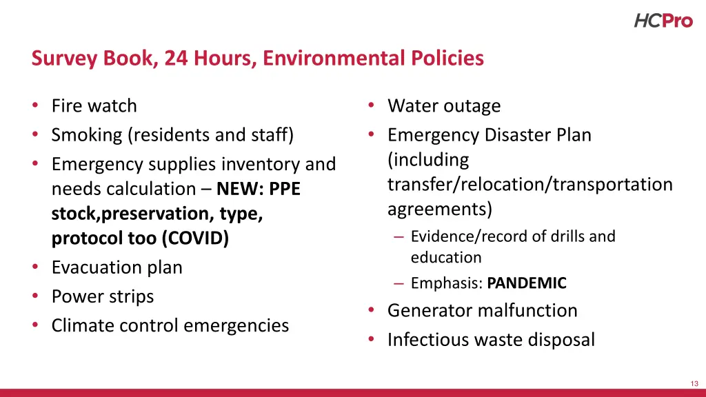 survey book 24 hours environmental policies