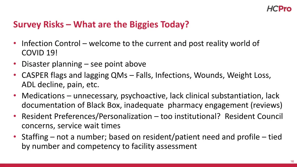 survey risks what are the biggies today