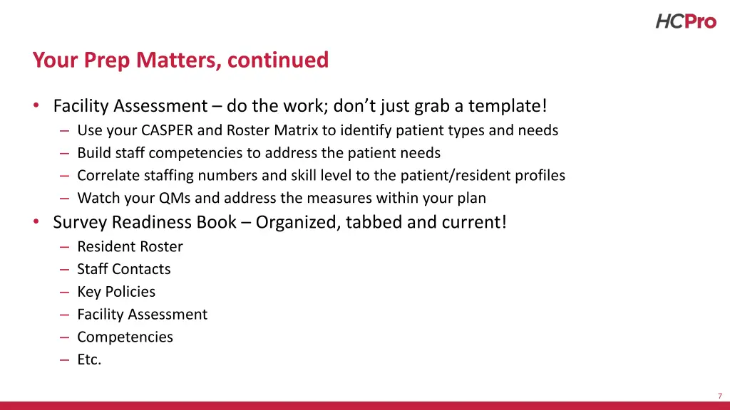 your prep matters continued