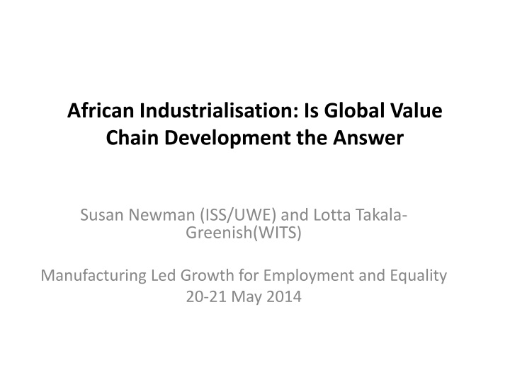 african industrialisation is global value chain
