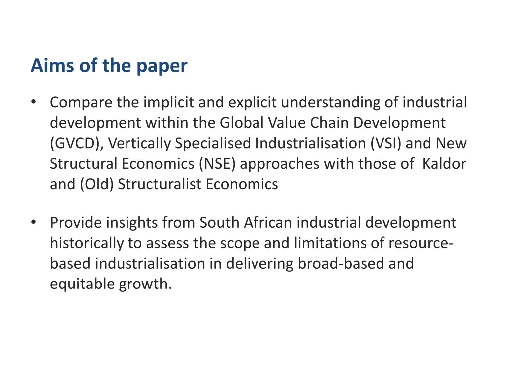 aims of the paper