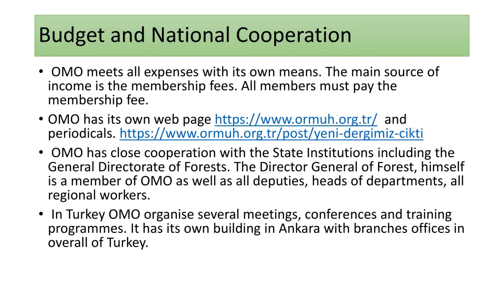 budget and national cooperation
