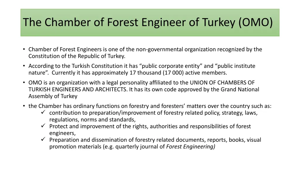 the chamber of forest engineer of turkey omo
