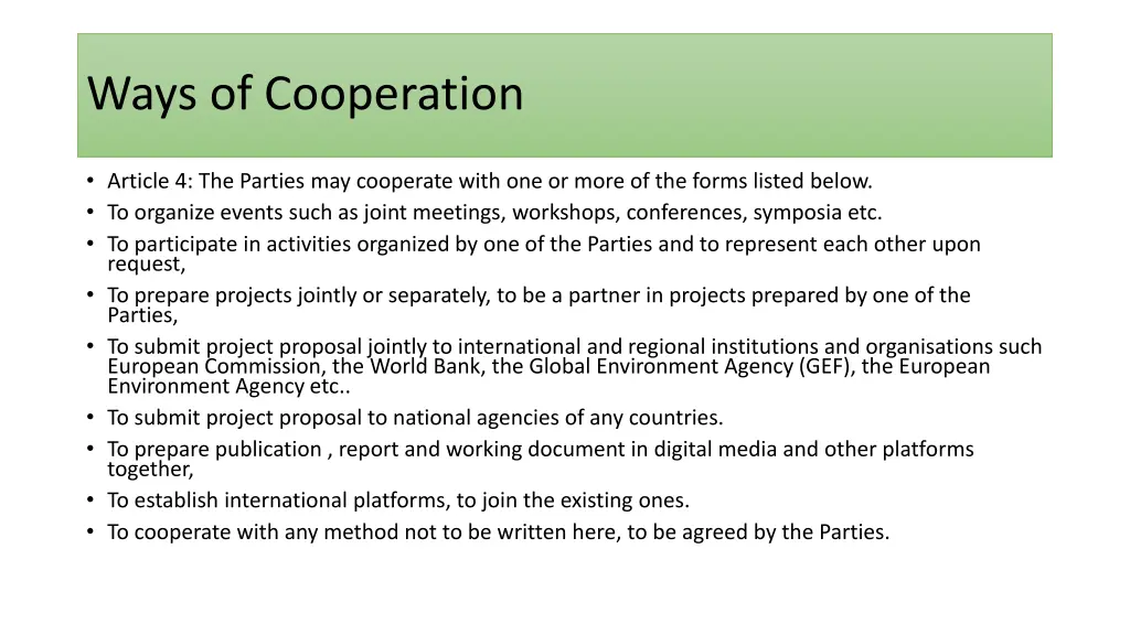 ways of cooperation