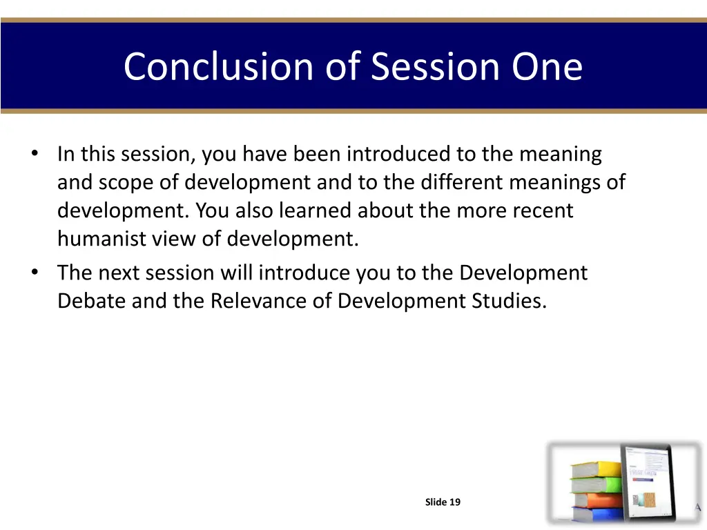 conclusion of session one