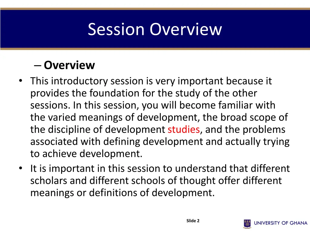 session overview