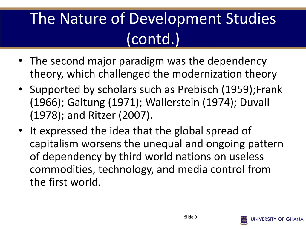 the nature of development studies contd