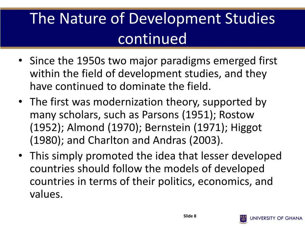 the nature of development studies continued since