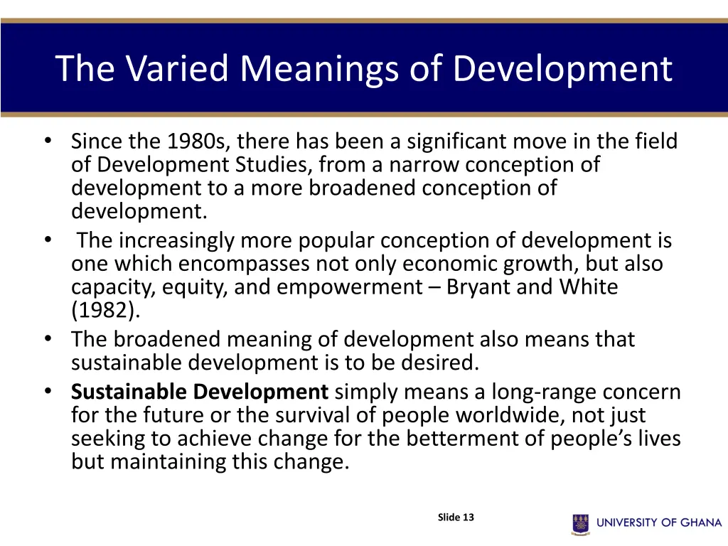 the varied meanings of development 1