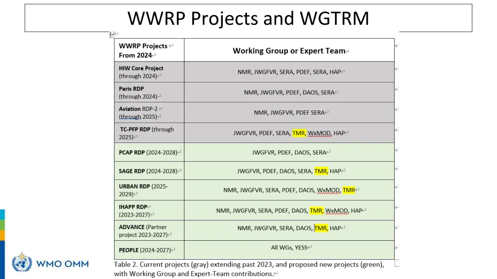 wwrp projects and wgtrm