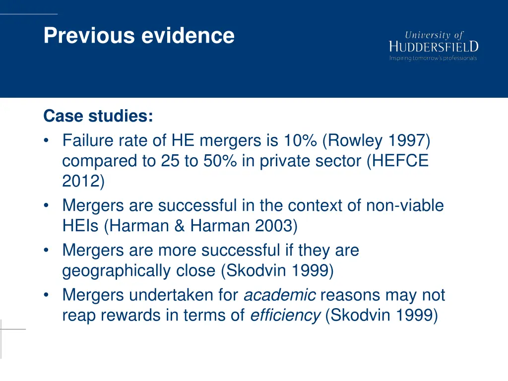 previous evidence