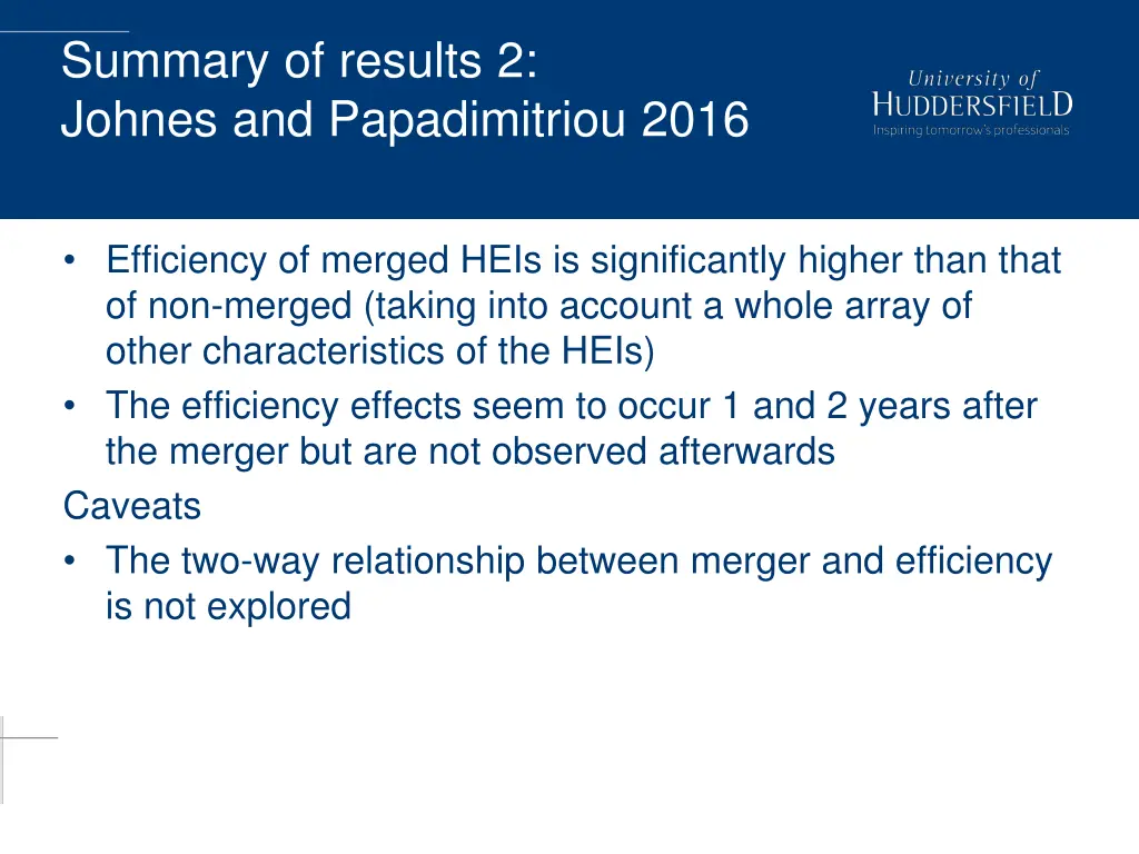 summary of results 2 johnes and papadimitriou 2016 2
