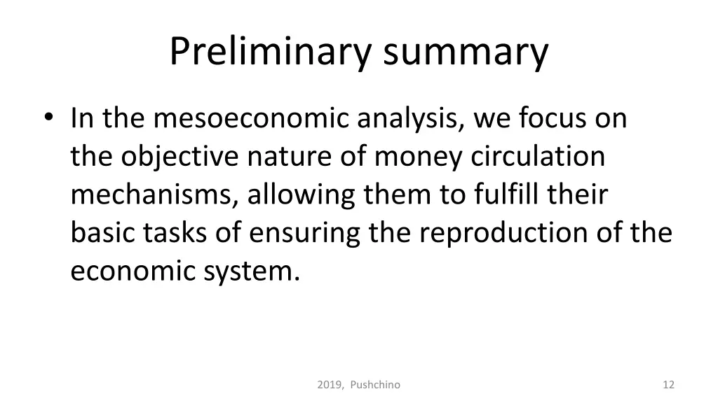 preliminary summary