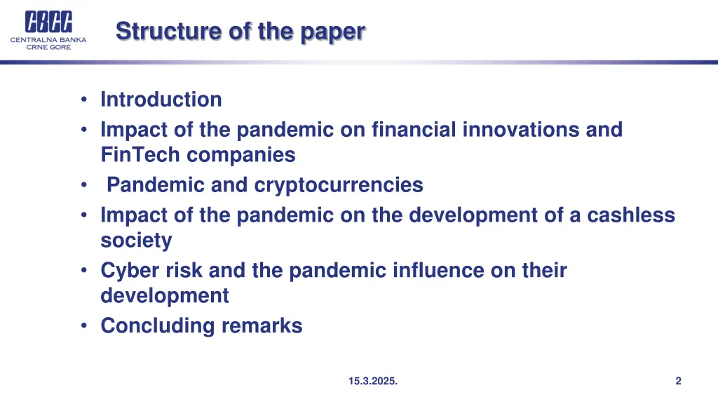 structure of the paper