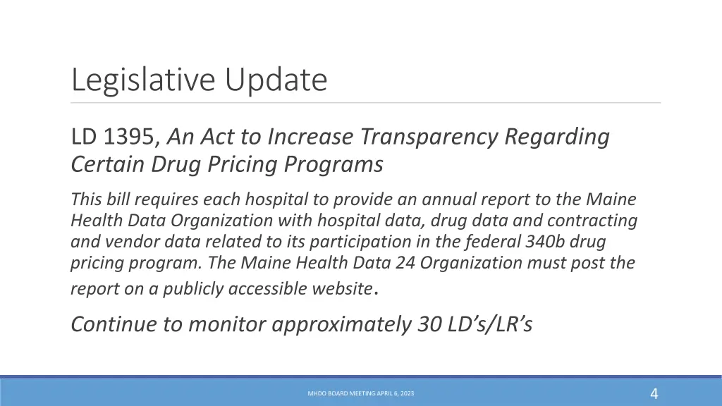 legislative update