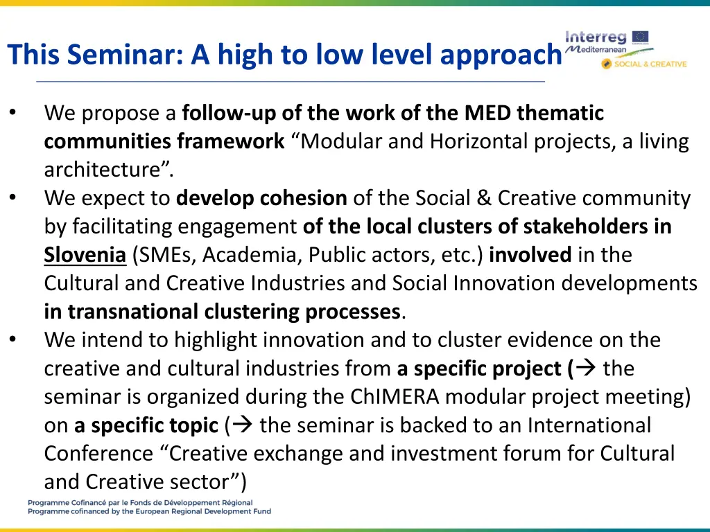 this seminar a high to low level approach