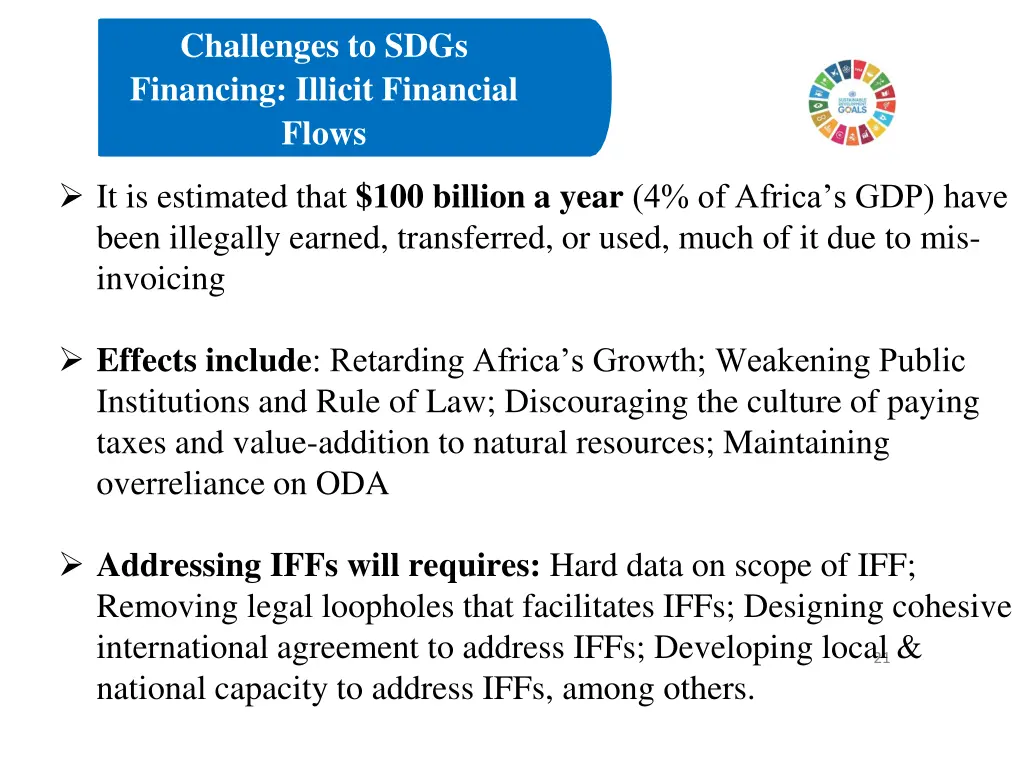 challenges to sdgs financing illicit financial