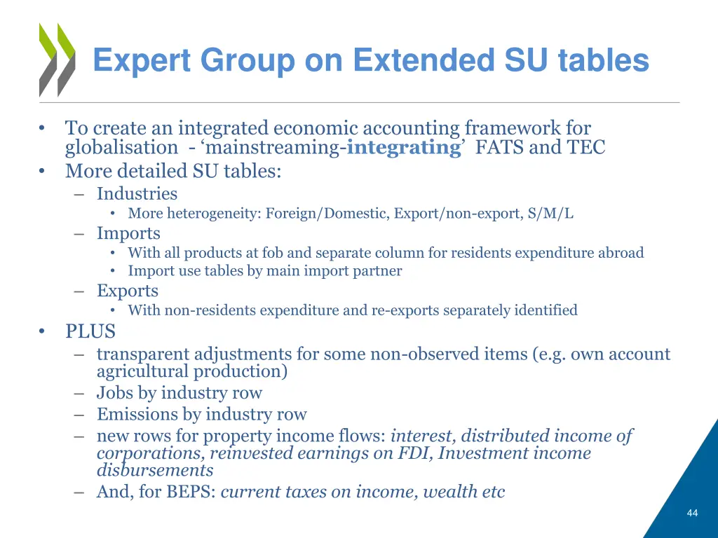 expert group on extended su tables