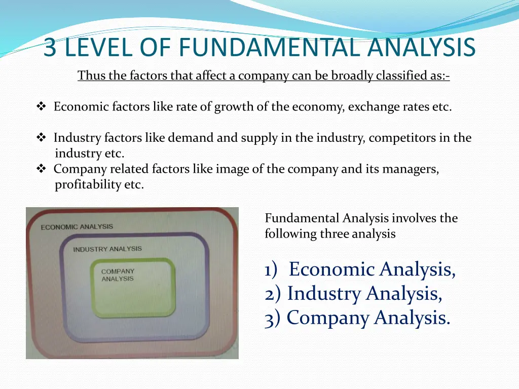 3 level of fundamental analysis thus the factors