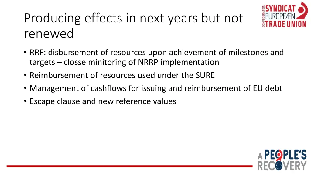 producing effects in next years but not renewed