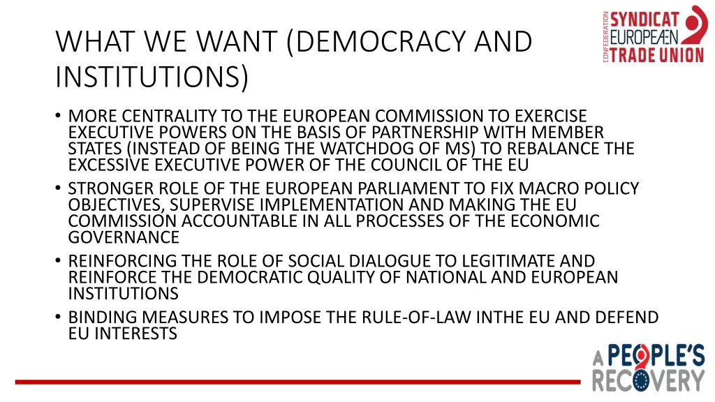 what we want democracy and institutions more
