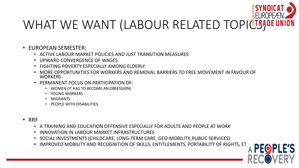 what we want labour related topics