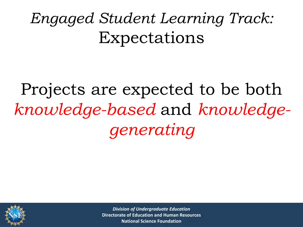 engaged student learning track expectations
