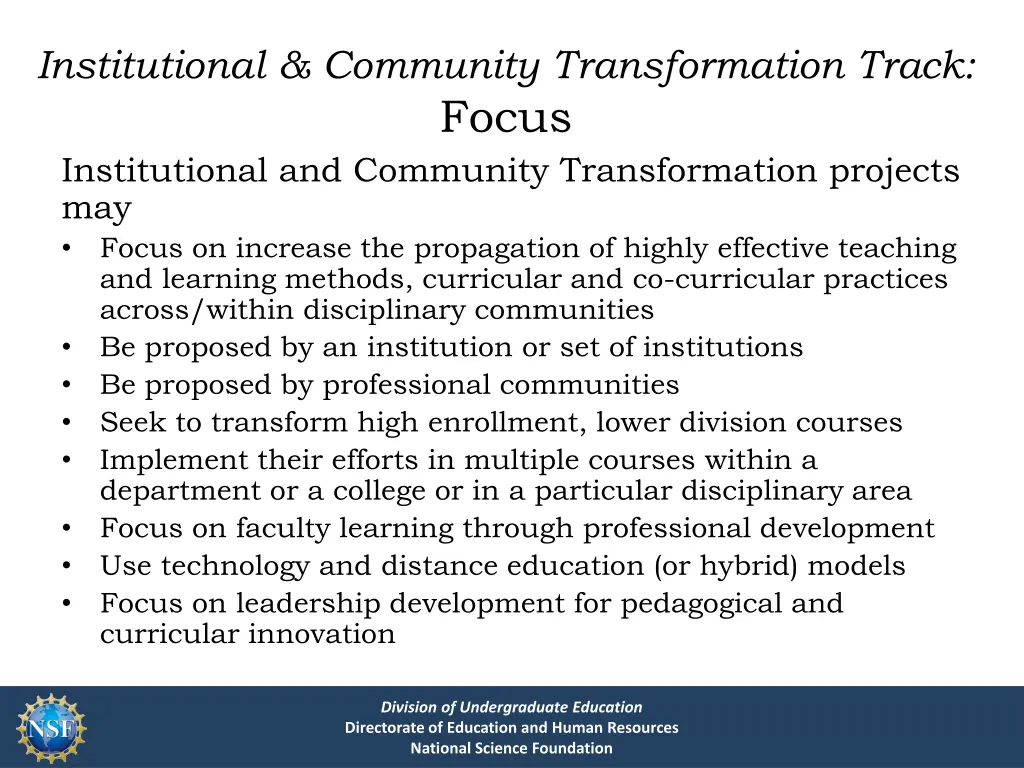 institutional community transformation track 2