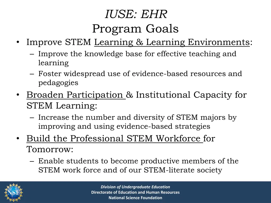 iuse ehr program goals