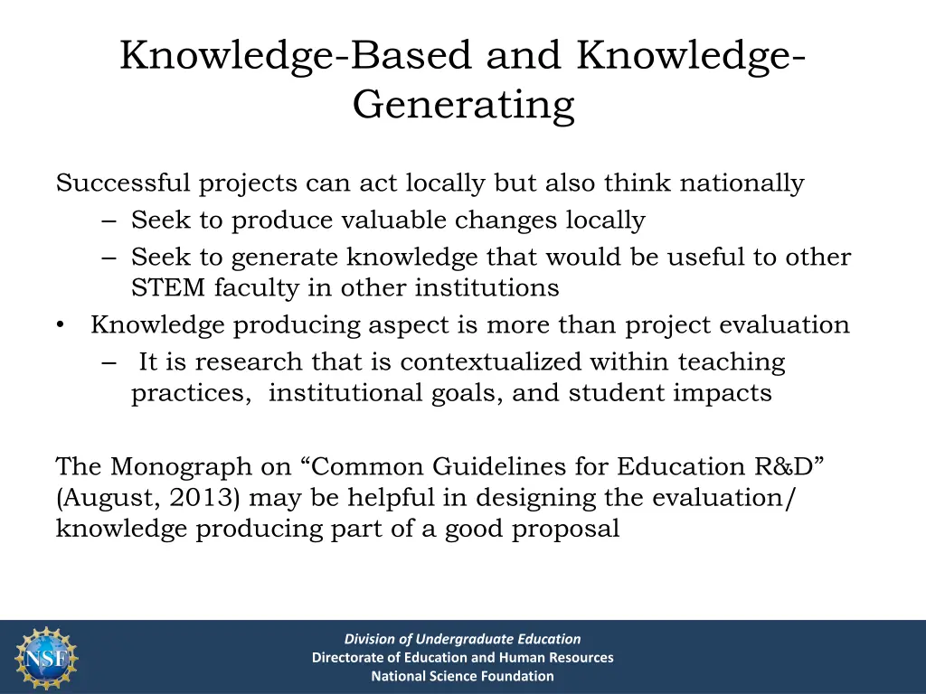 knowledge based and knowledge generating