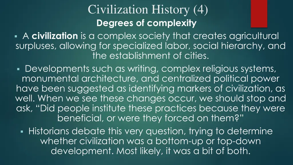 civilization history 4 degrees of complexity
