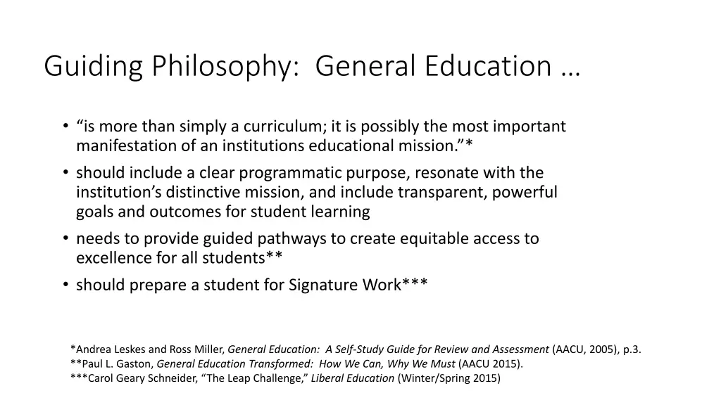 guiding philosophy general education