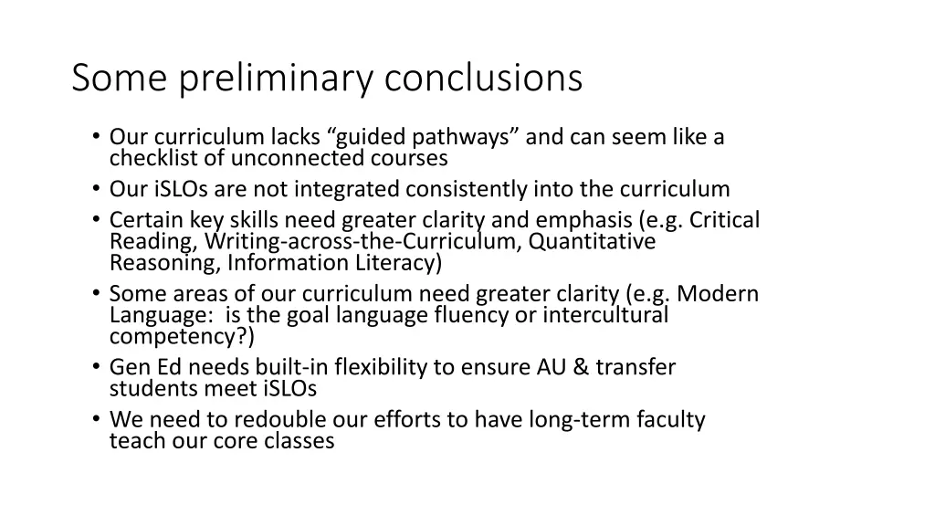 some preliminary conclusions