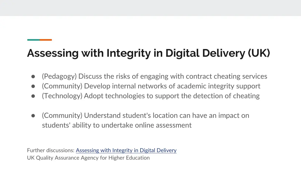 assessing with integrity in digital delivery uk