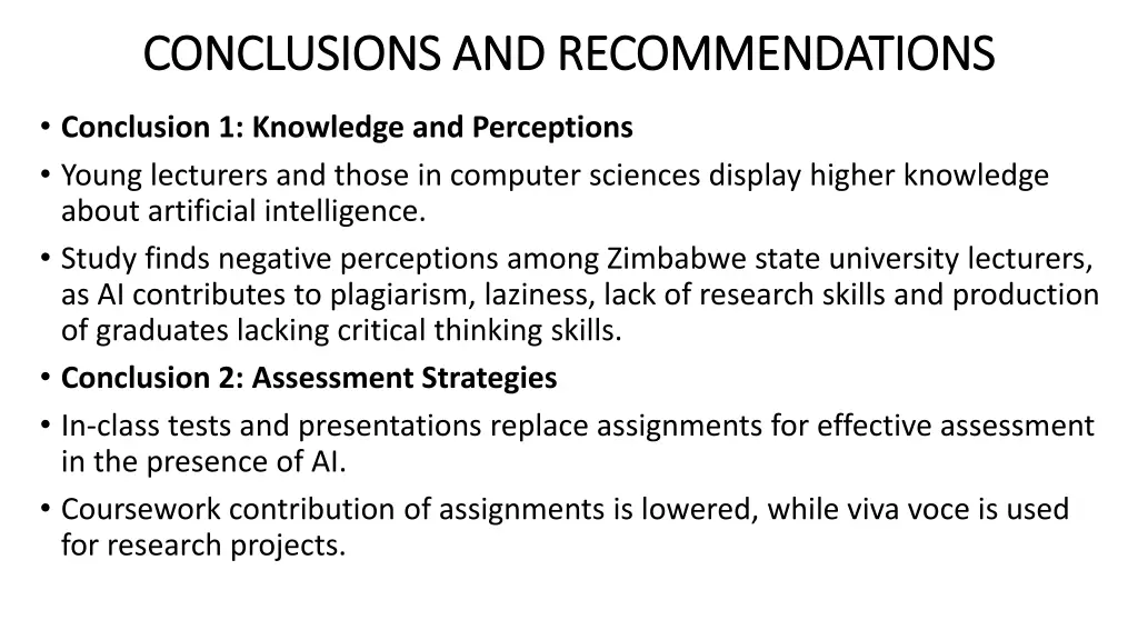 conclusions and recommendations conclusions
