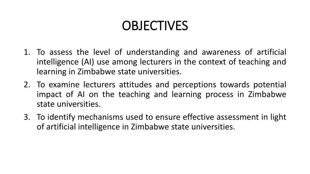 objectives objectives
