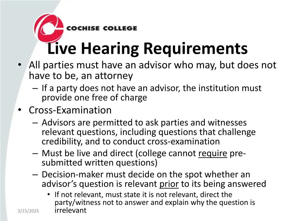 live hearing requirements all parties must have